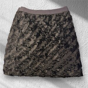 Club Monaco Textured Black Mini Skirt | Fringe/Tiered Detail - Size 4